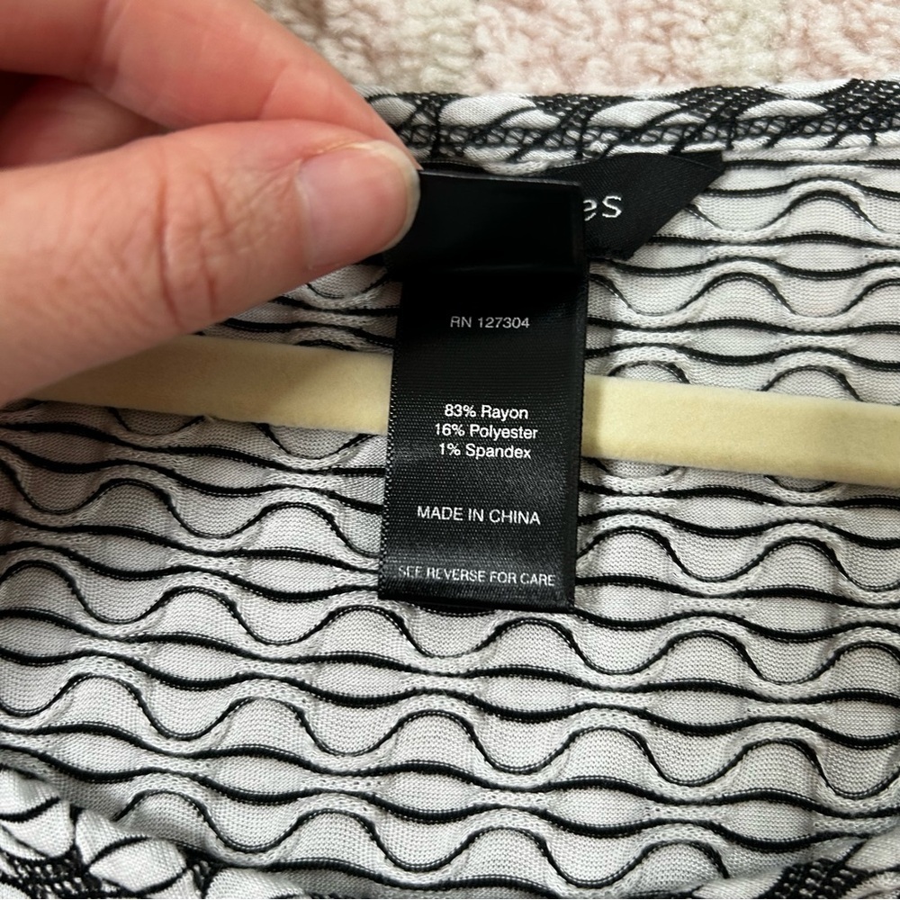 Ali Miles Geometric Tunic Stretch Jersey 3/4 Sleeves SZ 2X Black‎ Off White Gray - Picture 4 of 11